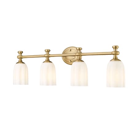 Z-Lite Orion 4 Light Vanity, 31.25in. W x 63.5in. L, Modern Gold 1102-4V-MGLD